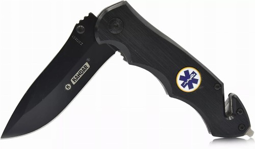 Przejdź do produktu Nóż ratowniczy czarny z eskulapem