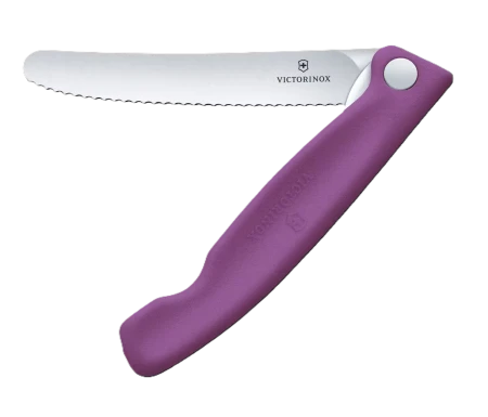 Nóż składany Victorinox fioletowy, dobry nóż piknikowy, nóż na kemping