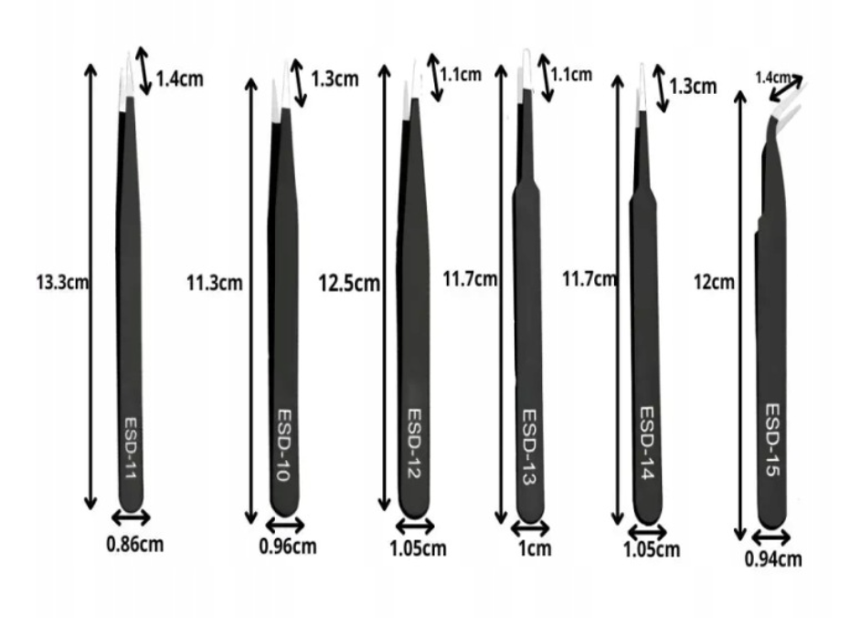 pęsety precyzyjne wymiary